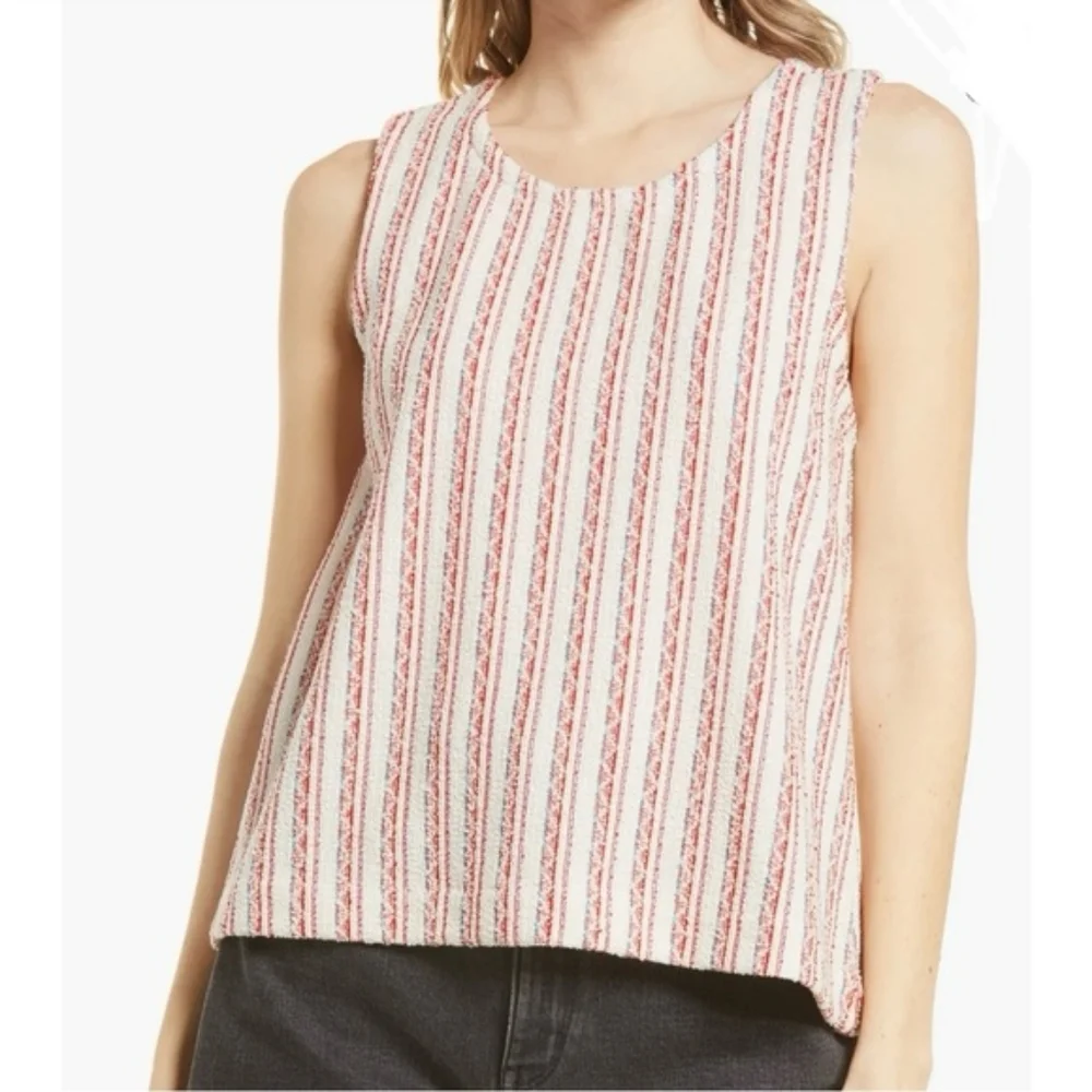 Madewell Bouclé Stripe Cross Back Tank Top - Picture 2 of 4